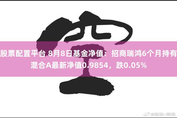 股票配置平台 8月8日基金净值：招商瑞鸿6个月持有混合A最新净值0.9854，跌0.05%