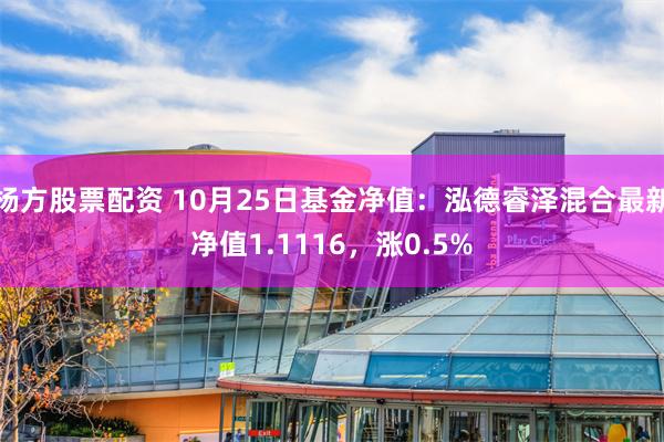 杨方股票配资 10月25日基金净值：泓德睿泽混合最新净值1.1116，涨0.5%