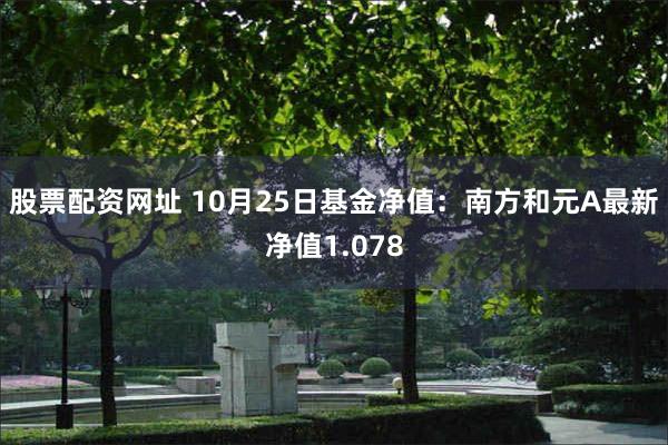 股票配资网址 10月25日基金净值：南方和元A最新净值1.078