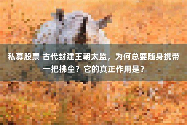 私募股票 古代封建王朝太监，为何总要随身携带一把拂尘？它的真正作用是？